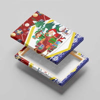Croatia Christmas Canvas Wall Art with Santa Sleigh Presents and Red Checkered Crest - Wonder Print Shop