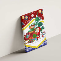 Croatia Christmas Canvas Wall Art with Santa Sleigh Presents and Red Checkered Crest - Wonder Print Shop
