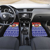 Croatia Christmas Car Mats with Santa Sleigh Presents and Red Checkered Crest - Wonder Print Shop