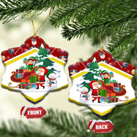 Croatia Christmas Ceramic Ornament with Santa Sleigh Presents and Red Checkered Crest - Wonder Print Shop
