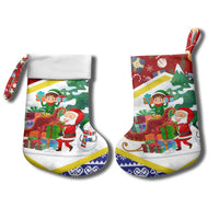 Croatia Christmas Stocking with Santa Sleigh Presents and Red Checkered Crest - Wonder Print Shop