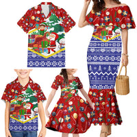 Croatia Christmas Family Matching Mermaid Dress and Hawaiian Shirt with Santa Sleigh Presents and Red Checkered Crest - Wonder Print Shop