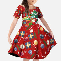 Croatia Christmas Family Matching Off Shoulder Maxi Dress and Hawaiian Shirt with Santa Sleigh Presents and Red Checkered Crest - Wonder Print Shop