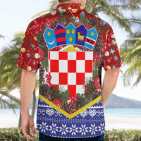 Croatia Christmas Hawaiian Shirt with Santa Sleigh Presents and Red Checkered Crest - Wonder Print Shop