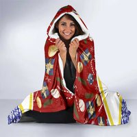 Croatia Christmas Hooded Blanket with Santa Sleigh Presents and Red Checkered Crest - Wonder Print Shop