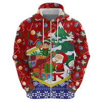Croatia Christmas Hoodie with Santa Sleigh Presents and Red Checkered Crest - Wonder Print Shop