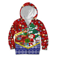 Croatia Christmas Kid Hoodie with Santa Sleigh Presents and Red Checkered Crest - Wonder Print Shop