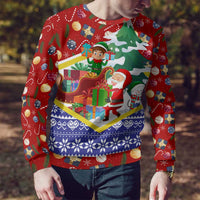 Croatia Christmas Ugly Christmas Sweater with Santa Sleigh Presents and Red Checkered Crest - Wonder Print Shop