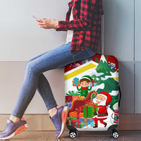 Croatia Christmas Luggage Cover with Santa Sleigh Presents and Red Checkered Crest - Wonder Print Shop