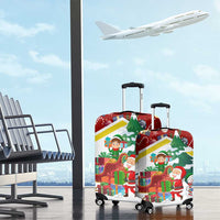 Croatia Christmas Luggage Cover with Santa Sleigh Presents and Red Checkered Crest - Wonder Print Shop