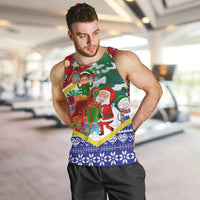 Croatia Christmas Men Tank Top with Santa Sleigh Presents and Red Checkered Crest - Wonder Print Shop