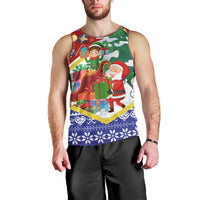 Croatia Christmas Men Tank Top with Santa Sleigh Presents and Red Checkered Crest - Wonder Print Shop