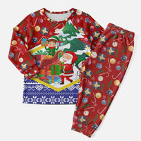 Croatia Christmas Pajama Set with Santa Sleigh Presents and Red Checkered Crest - Wonder Print Shop