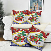 Croatia Christmas Pillow Cover with Santa Sleigh Presents and Red Checkered Crest - Wonder Print Shop