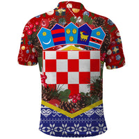 Croatia Christmas Polo Shirt with Santa Sleigh Presents and Red Checkered Crest - Wonder Print Shop
