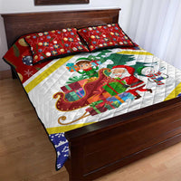 Croatia Christmas Quilt Bed Set with Santa Sleigh Presents and Red Checkered Crest - Wonder Print Shop
