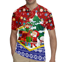 Croatia Christmas Rugby Jersey with Santa Sleigh Presents and Red Checkered Crest - Wonder Print Shop