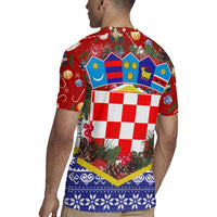Croatia Christmas Rugby Jersey with Santa Sleigh Presents and Red Checkered Crest - Wonder Print Shop