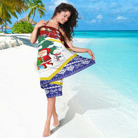 Croatia Christmas Sarong with Santa Sleigh Presents and Red Checkered Crest - Wonder Print Shop
