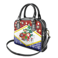 Croatia Christmas Shoulder Handbag with Santa Sleigh Presents and Red Checkered Crest - Wonder Print Shop