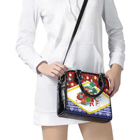 Croatia Christmas Shoulder Handbag with Santa Sleigh Presents and Red Checkered Crest - Wonder Print Shop