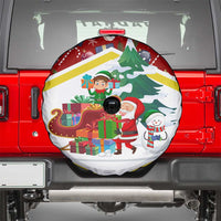 Croatia Christmas Spare Tire Cover with Santa Sleigh Presents and Red Checkered Crest - Wonder Print Shop