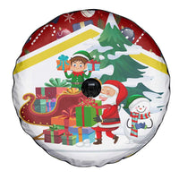 Croatia Christmas Spare Tire Cover with Santa Sleigh Presents and Red Checkered Crest - Wonder Print Shop