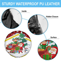 Croatia Christmas Spare Tire Cover with Santa Sleigh Presents and Red Checkered Crest - Wonder Print Shop