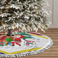Croatia Christmas Tree Skirt with Santa Sleigh Presents and Red Checkered Crest - Wonder Print Shop