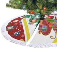 Croatia Christmas Tree Skirt with Santa Sleigh Presents and Red Checkered Crest - Wonder Print Shop
