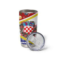 Croatia Christmas Tumbler Cup with Santa Sleigh Presents and Red Checkered Crest - Wonder Print Shop
