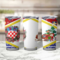 Croatia Christmas Tumbler Cup with Santa Sleigh Presents and Red Checkered Crest - Wonder Print Shop