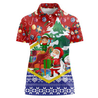 Croatia Christmas Women Polo Shirt with Santa Sleigh Presents and Red Checkered Crest - Wonder Print Shop