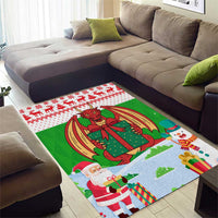 Wales Christmas Area Rug with Red Dragon Gift and Holiday Crest Snow Scene - Wonder Print Shop