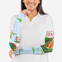 Wales Christmas Arm Sleeves with Red Dragon Gift and Holiday Crest Snow Scene - Wonder Print Shop