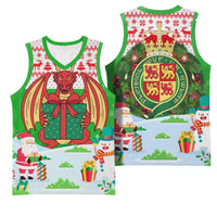 Wales Christmas Basketball Jersey with Red Dragon Gift and Holiday Crest Snow Scene - Wonder Print Shop