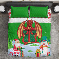 Wales Christmas Bedding Set with Red Dragon Gift and Holiday Crest Snow Scene - Wonder Print Shop