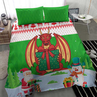 Wales Christmas Bedding Set with Red Dragon Gift and Holiday Crest Snow Scene - Wonder Print Shop