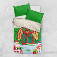 Wales Christmas Bedding Set with Red Dragon Gift and Holiday Crest Snow Scene - Wonder Print Shop