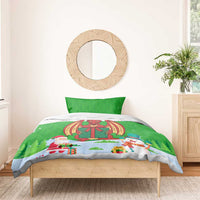 Wales Christmas Bedding Set with Red Dragon Gift and Holiday Crest Snow Scene - Wonder Print Shop