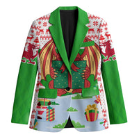 Wales Christmas Blazer with Red Dragon Gift and Holiday Crest Snow Scene - Wonder Print Shop