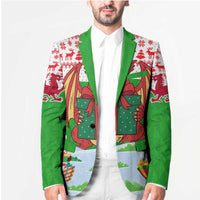 Wales Christmas Blazer with Red Dragon Gift and Holiday Crest Snow Scene - Wonder Print Shop