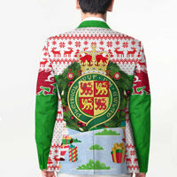 Wales Christmas Blazer with Red Dragon Gift and Holiday Crest Snow Scene - Wonder Print Shop