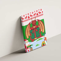 Wales Christmas Canvas Wall Art with Red Dragon Gift and Holiday Crest Snow Scene - Wonder Print Shop