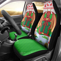 Wales Christmas Car Seat Cover with Red Dragon Gift and Holiday Crest Snow Scene - Wonder Print Shop