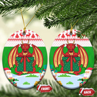 Wales Christmas Ceramic Ornament with Red Dragon Gift and Holiday Crest Snow Scene - Wonder Print Shop