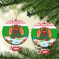 Wales Christmas Ceramic Ornament with Red Dragon Gift and Holiday Crest Snow Scene - Wonder Print Shop