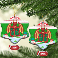 Wales Christmas Ceramic Ornament with Red Dragon Gift and Holiday Crest Snow Scene - Wonder Print Shop