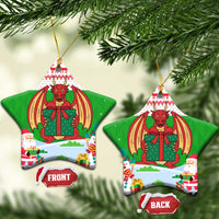 Wales Christmas Ceramic Ornament with Red Dragon Gift and Holiday Crest Snow Scene - Wonder Print Shop