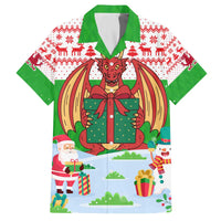 Wales Christmas Family Matching Off The Shoulder Long Sleeve Dress and Hawaiian Shirt with Red Dragon Gift and Holiday Crest Snow Scene - Wonder Print Shop